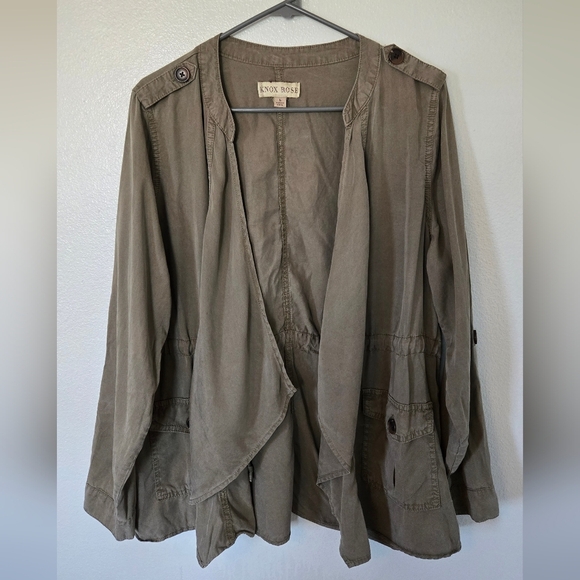 Knox Rose | Olive Green Flyaway Jacket Size Large - Picture 2 of 10